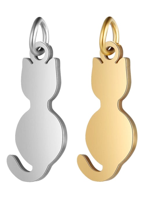 FTime Stainless steel Cat Charm Height : 8 mm , Width: 21 mm 0