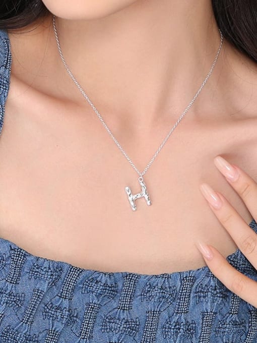 YUANFAN 925 Sterling Silver Letter Minimalist Necklace 2