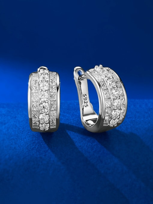 M&J 925 Sterling Silver Cubic Zirconia C Shape Luxury Cluster Earring