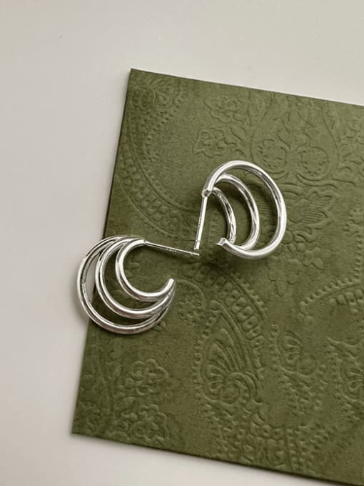 Three layer circular earrings 925 Sterling Silver Geometric Minimalist Stud Earring