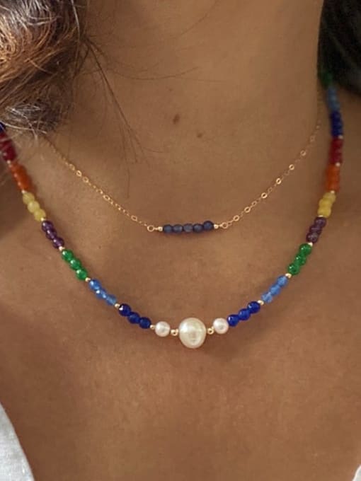 W.BEADS Tila Bead Multi Color Bohemia Freshwater Pearls Handmade Beading Necklace 1