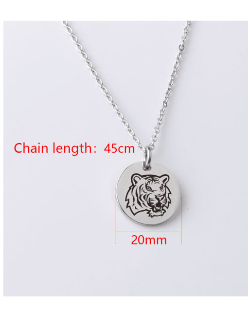 MEN PO Stainless steel Round Tiger Minimalist Necklace 3