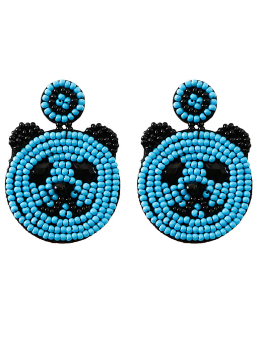 E68951 blue Tila Bead Multi Color Panda Bohemia Pure handmade Weave Earring