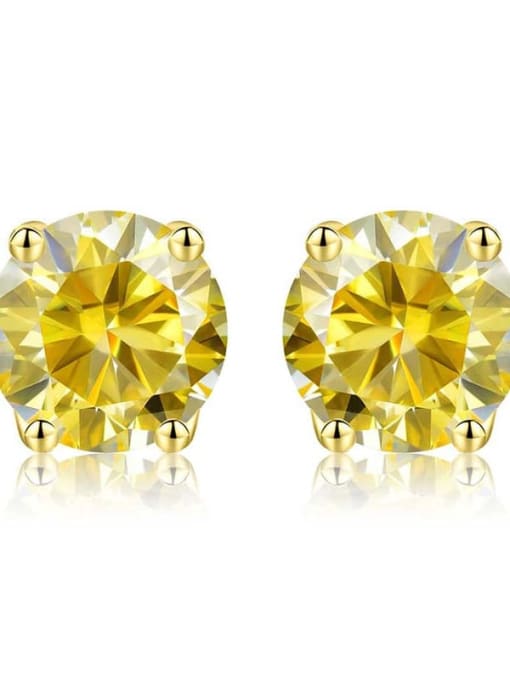 Gold（lemon yellow） 925 Sterling Silver Moissanite Geometric Dainty Stud Earring