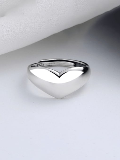 TAIS 925 Sterling Silver Smooth Heart Vintage Band Ring 0