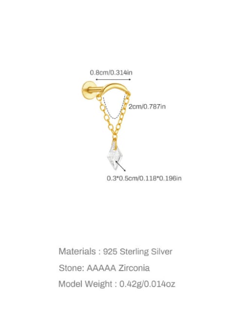 YUANFAN 925 Sterling Silver Cubic Zirconia Heart Tassel Minimalist Single Earring 2