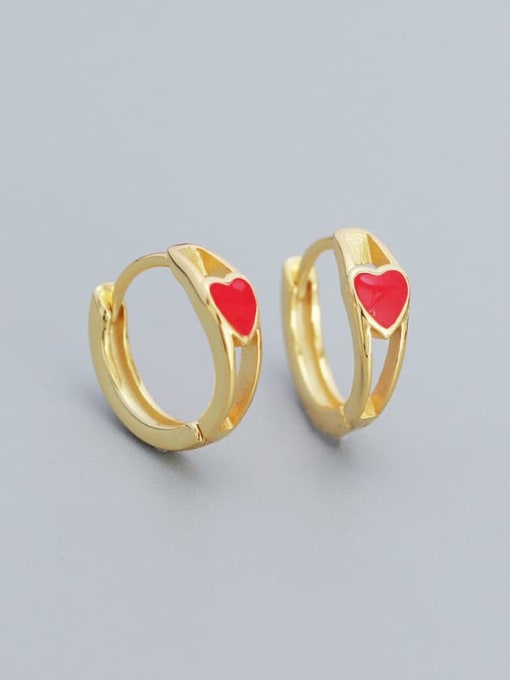 Gold color (red drop oil) 925 Sterling Silver Enamel Geometric Minimalist Huggie Earring