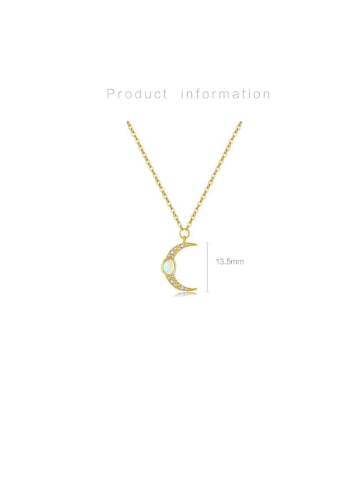 MZ- Silver 925 Sterling Silver Cubic Zirconia Moon Dainty Link Necklace 4