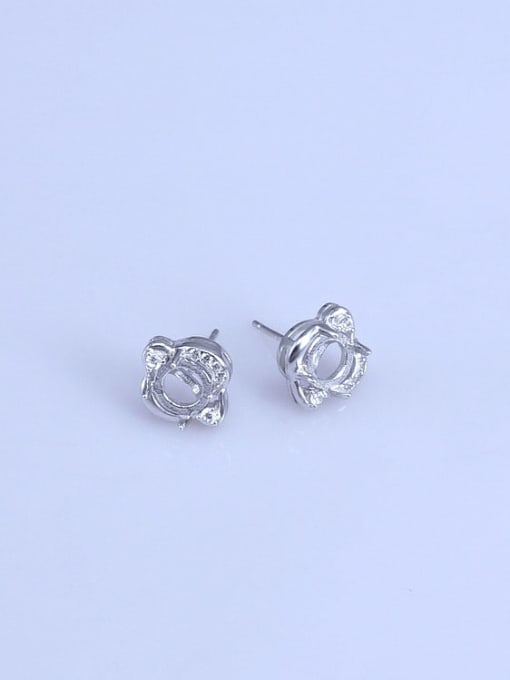 Supply 925 Sterling Silver 18K White Gold Plated Round Earring Setting Stone size: 6*6mm