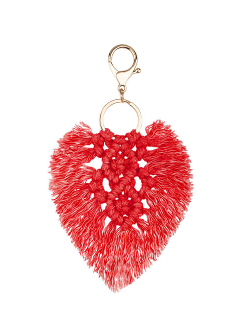 Red k68160 Alloy Cotton Rope Heart Artisan  Hand-Woven Bag Pendant