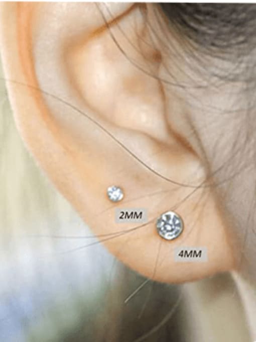YUANFAN 925 Sterling Silver Cubic Zirconia Geometric Minimalist Stud Earring 3