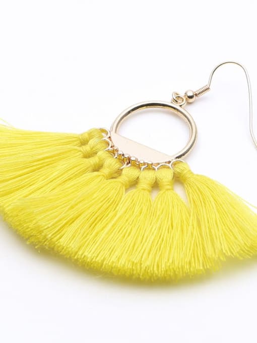 E68053 yellow single Alloy Cotton Tassel Bohemia Hand-woven  Drop Earring