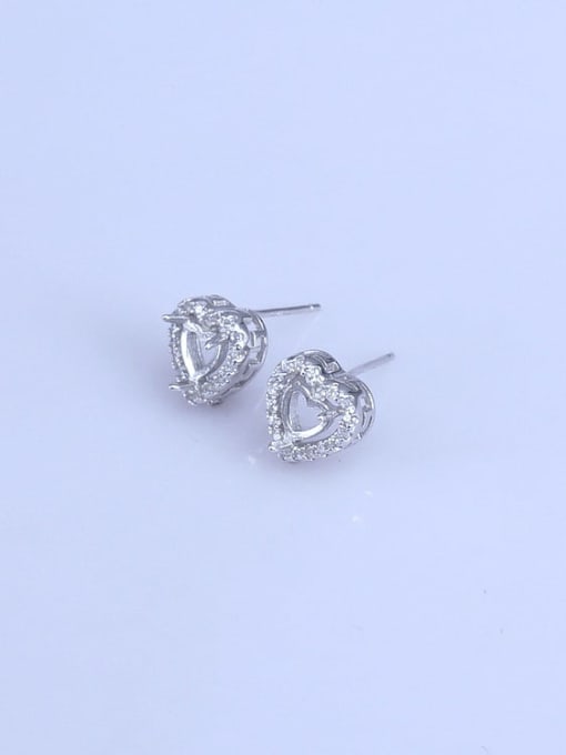 Supply 925 Sterling Silver 18K White Gold Plated Heart Earring Setting Stone size: 5*5mm 1