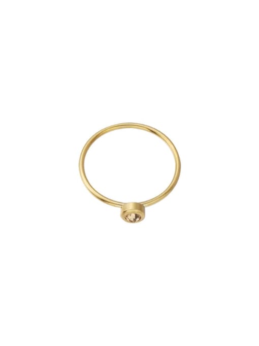 Gold 11 Stainless steel Rhinestone Round Minimalist Ring