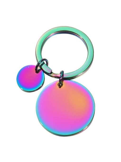 Rainbow color Round Stainless steel Minimalist Key Chain Pendant