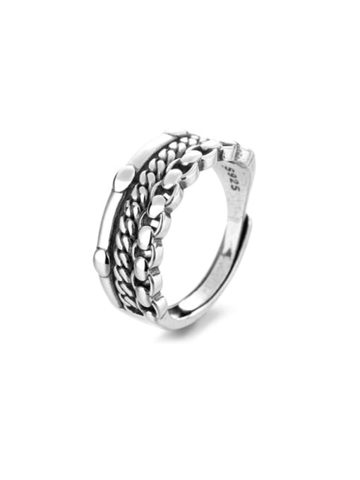 TAIS 925 Sterling Silver Geometric Vintage Stackable Ring 0