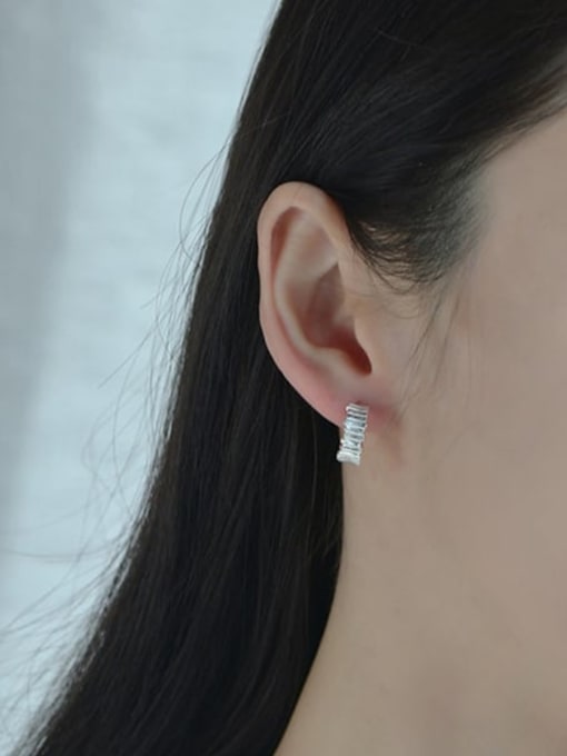 ARTTI 925 Sterling Silver C Shape Line Splicing Minimalist Stud Earring 1