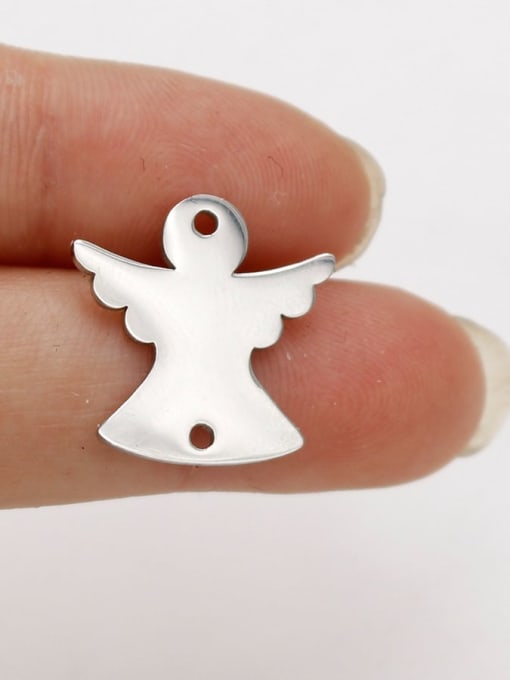 Steel color Stainless steel Angel Double hole Trend Pendant