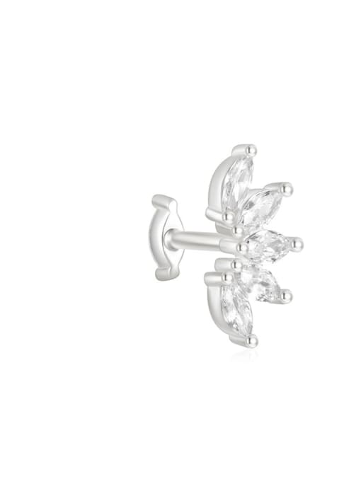 Single Platinum 3 925 Sterling Silver Cubic Zirconia Geometric Minimalist Single Earring