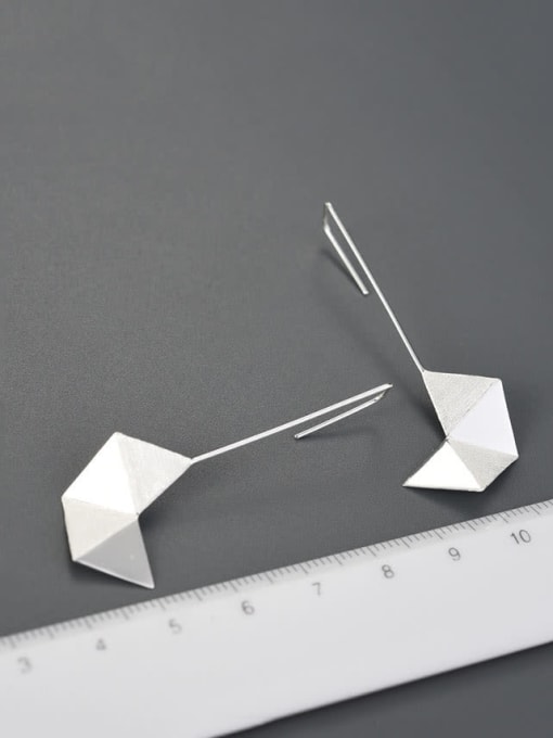 LOLUS 925 Sterling Silver Origami Silver Minimalist Creative Design Artisan Hook Earring 2