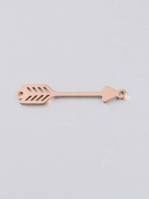 Rose Gold Stainless steel feather type arrow double hole pendant/ Connectors