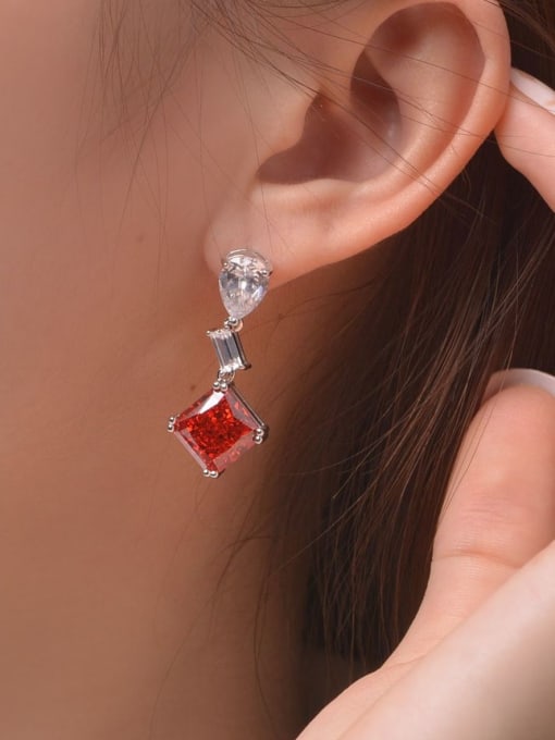 A&T Jewelry 925 Sterling Silver High Carbon Diamond Geometric Luxury Drop Earring 1