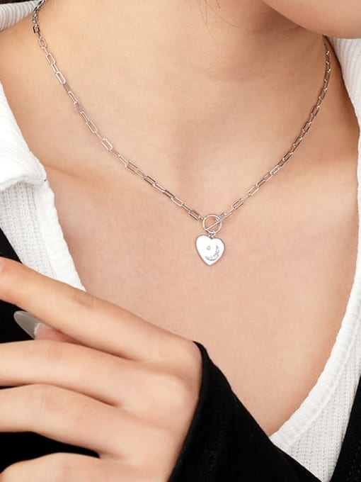 YUANFAN 925 Sterling Silver Cubic Zirconia Heart Minimalist Necklace 1
