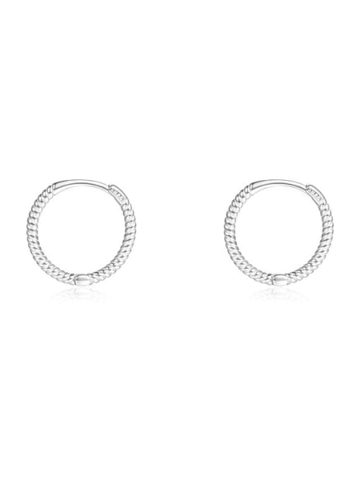 E3490 Platinum 8MM 925 Sterling Silver Geometric Minimalist Hoop Earring