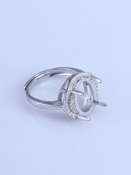 Supply 925 Sterling Silver 18K White Gold Plated Geometric Ring Setting Stone size: 8*10 9*11 11*13 10*14 12*16MM 2