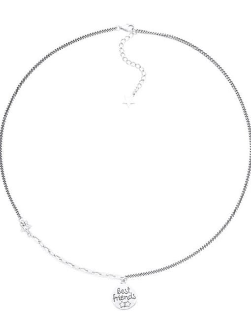 050L9.5g 925 Sterling Silver Geometric Vintage Necklace