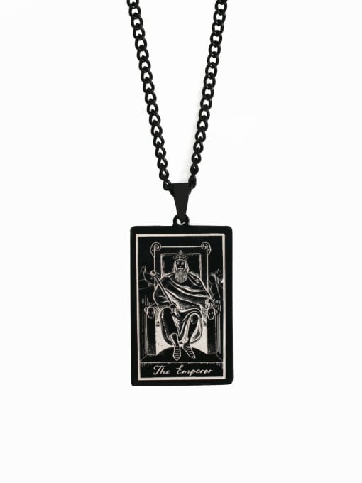 black The Emperor's Tarot hip hop stainless steel titanium steel necklace
