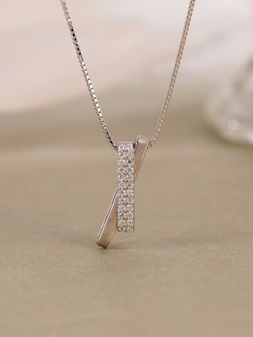A230A Plating 925 Sterling Silver Cubic Zirconia Cross Minimalist Necklace