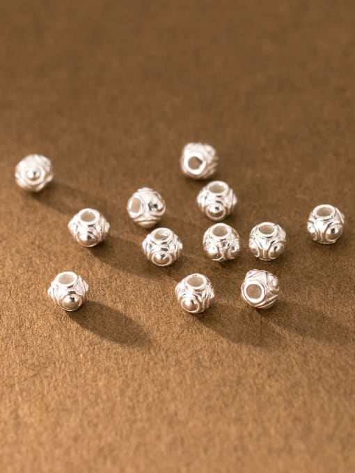 FAN S925 Plain Silver 4mm Pattern Bracelet Ball Beads 1
