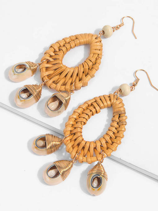 JMI Zinc Alloy Shell Weave Bohemia Hook Earring 3