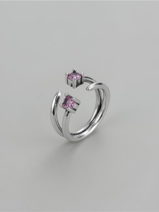 Pink 925 Sterling Silver Cubic Zirconia Trend Band Ring