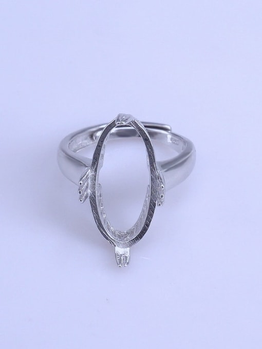 Supply 925 Sterling Silver 18K White Gold Plated Geometric Ring Setting Stone size: 10*20mm 0