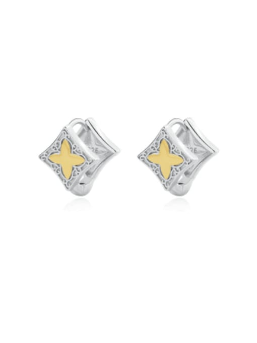 YUANFAN 925 Sterling Silver Star Square Trend Huggie Earring