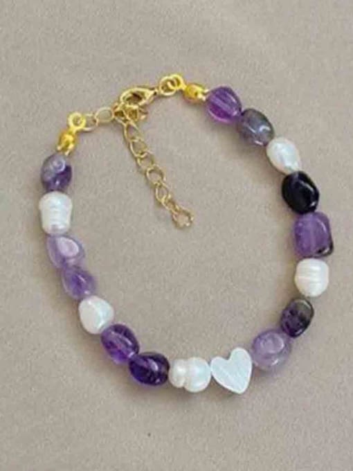 Purple bracelet 17+ 3cm Titanium Steel Natural Stone Geometric Bohemia Handmade Beaded Necklace