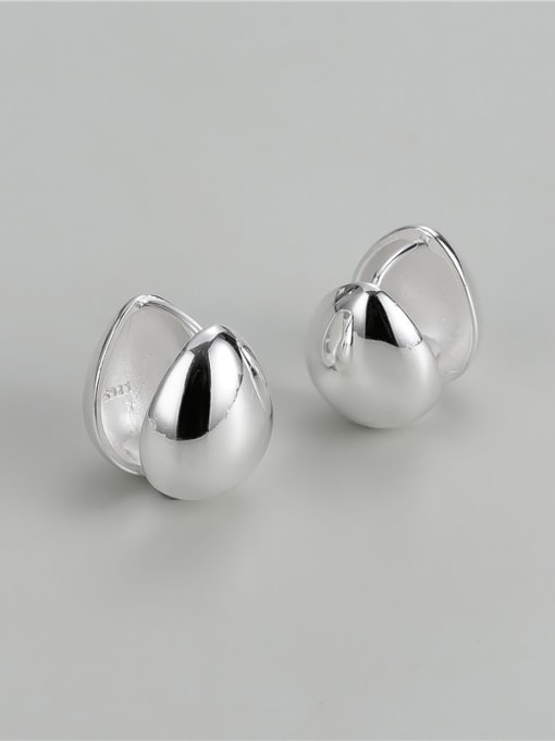 ARTTI 925 Sterling Silver Smooth  Water Drop Minimalist Huggie Earring 2