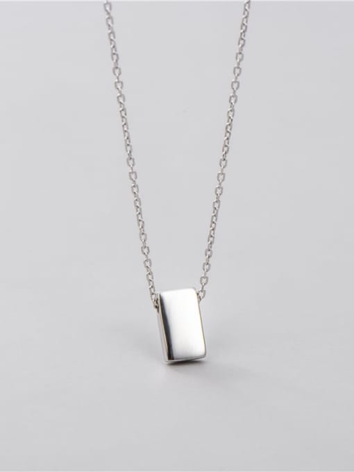 rectangle  9mm*5.1mm 925 Sterling Silver Geometric Minimalist Necklace