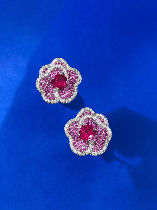 M&J 925 Sterling Silver Cubic Zirconia Flower Luxury Cluster Earring