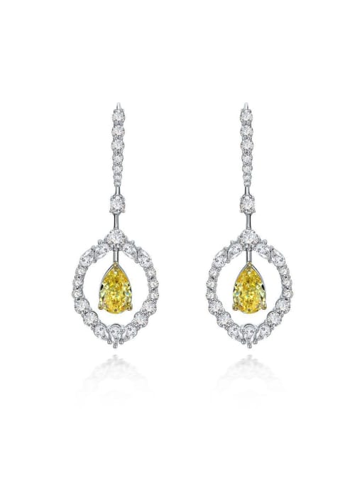 A&T Jewelry 925 Sterling Silver High Carbon Diamond Yellow Geometric Luxury Drop Earring 0