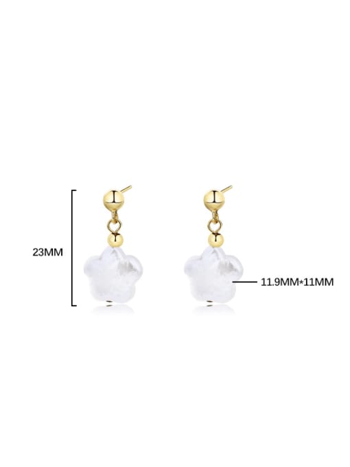 YUANFAN 925 Sterling Silver Imitation Pearl Flower Minimalist Drop Earring 2