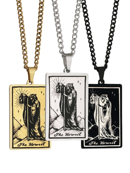 M&J The Hermit's Tarot hip hop stainless steel titanium steel necklace 0