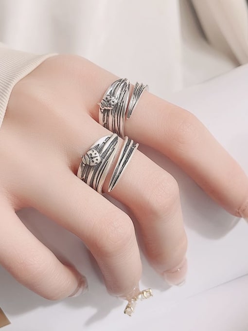 TAIS 925 Sterling Silver Feather Vintage Band Ring 1