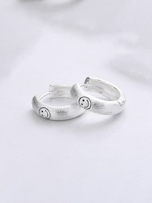 TAIS 925 Sterling Silver Smiley Minimalist Huggie Earring 1