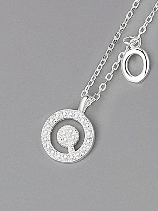 Silver (letter O) 925 Sterling Silver Cubic Zirconia Letter Minimalist Necklace