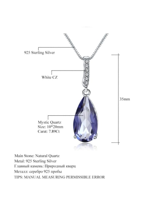 Violet blue coated crystal pendant neckl 925 Sterling Silver Swiss Blue Topaz Water Drop Luxury Necklace