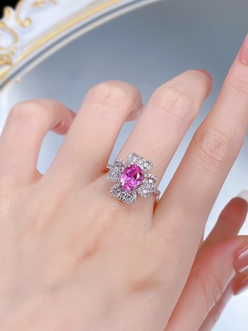 M&J 925 Sterling Silver Cubic Zirconia Flower Luxury Cocktail Ring 2