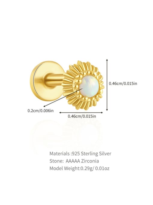 Single Gold 7 925 Sterling Silver Cubic Zirconia Geometric Dainty Single Earring